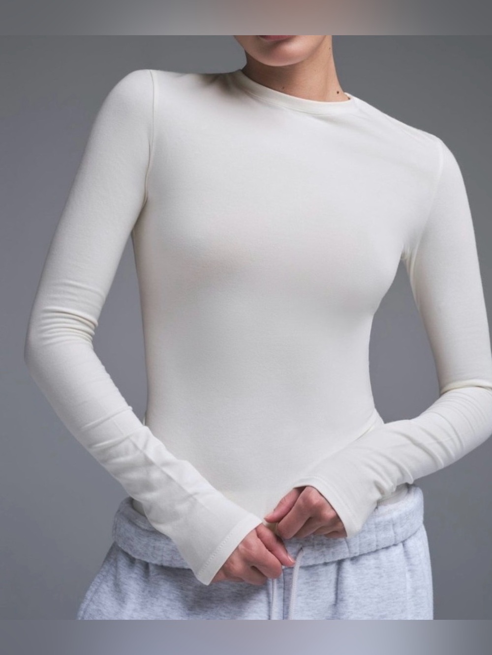 SKIMS Cotton Jersey Long Sleeve T-Shirt Marble XXS NWT